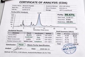 Research peptide laboratory testing highlighting quality issues and industry challenges