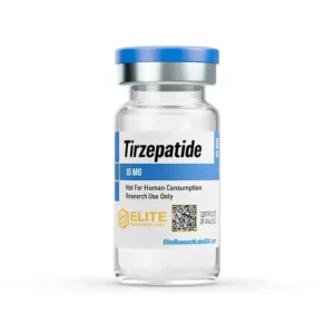 Tirzepatide 15mg research peptide vial by Elite Research Labs